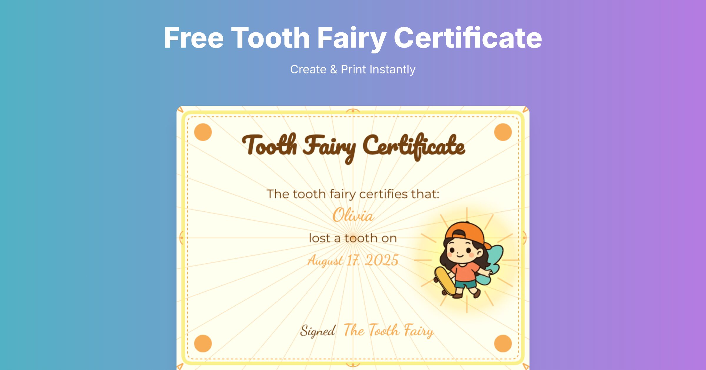 Show HN: Tooth Fairy certificate generator